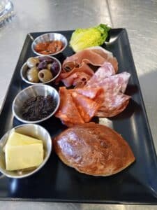 charcuterie with walnut bread